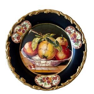 VINTAGE Raymond Waites Collectors Plate Hand Painted Fruit Bowl 10in Ceramic